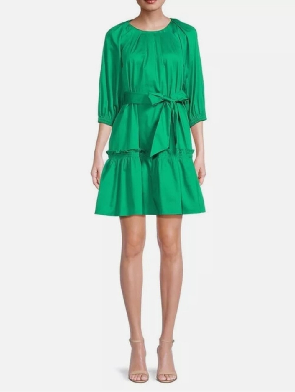 Karl Lagerfeld Bright Green Tiered Mini Skirt with Waist Tie